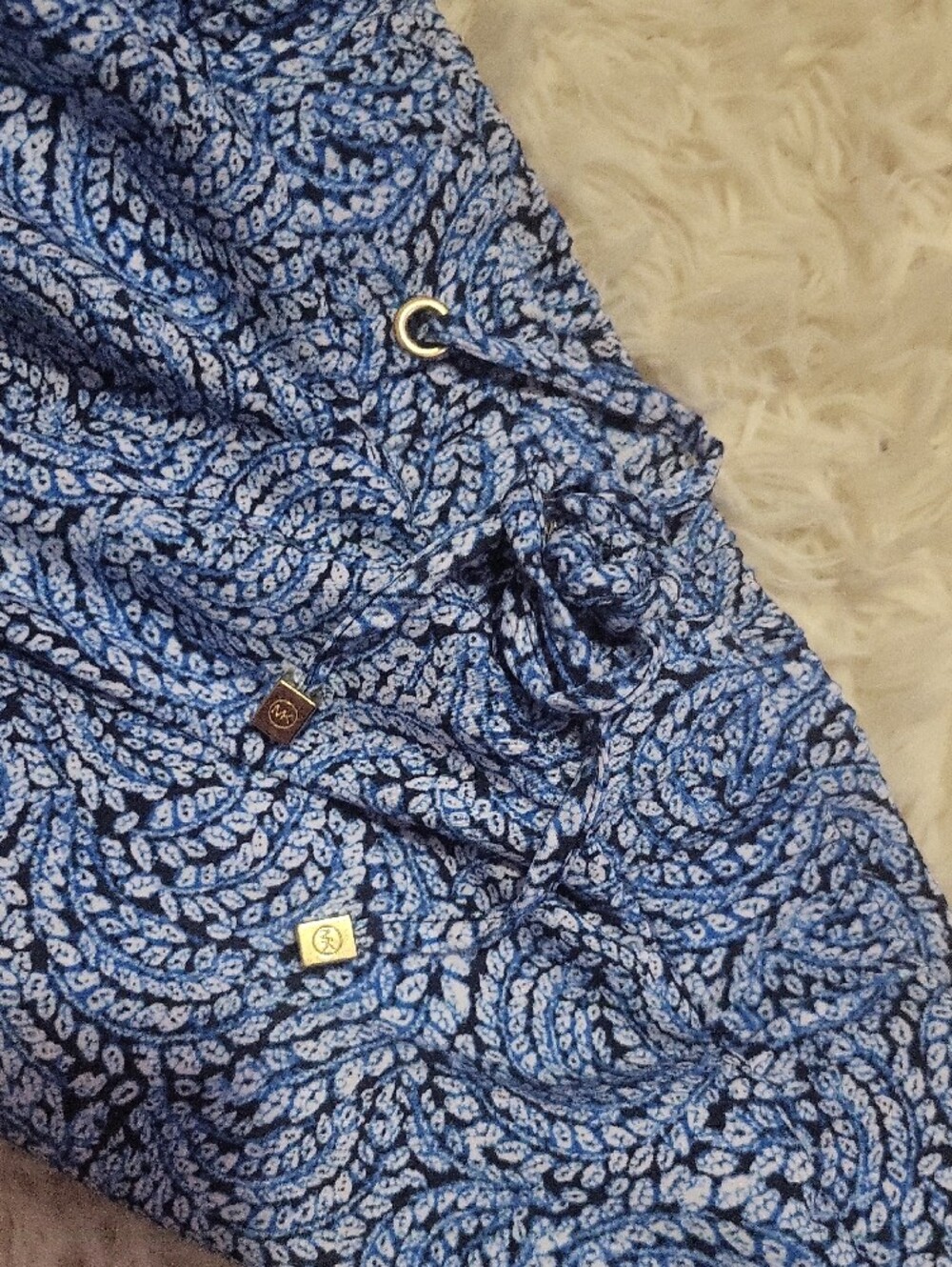 Michael Kors Blue Printed Wide-Leg Pull-On Pants - Picture 4 of 9
